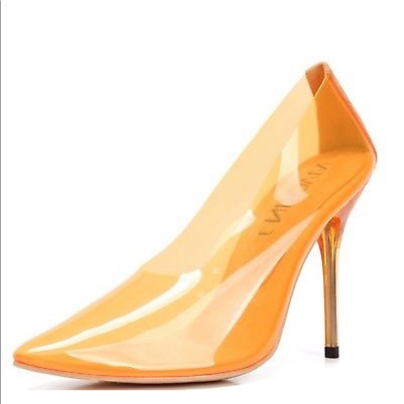 clear orange heels